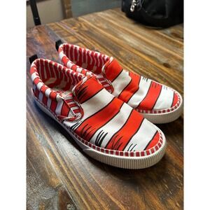 Skechers Dr Seuss Cat in the Hat Red White Striped Slip On Sneakers Woman's Sz 9